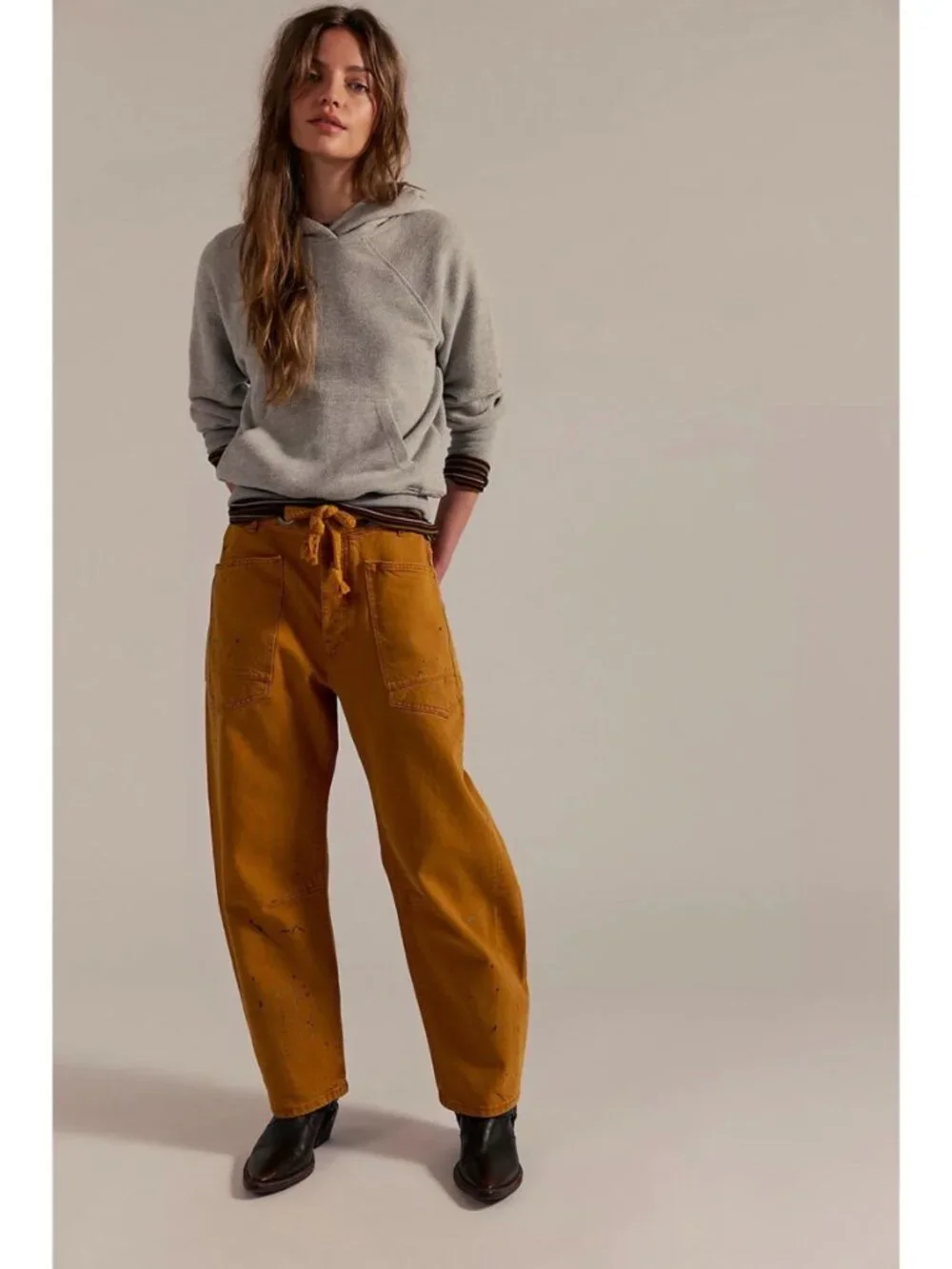NWT Free People We The Free Moxie Pull-On Barrel Jeans Tangerine Peel 27